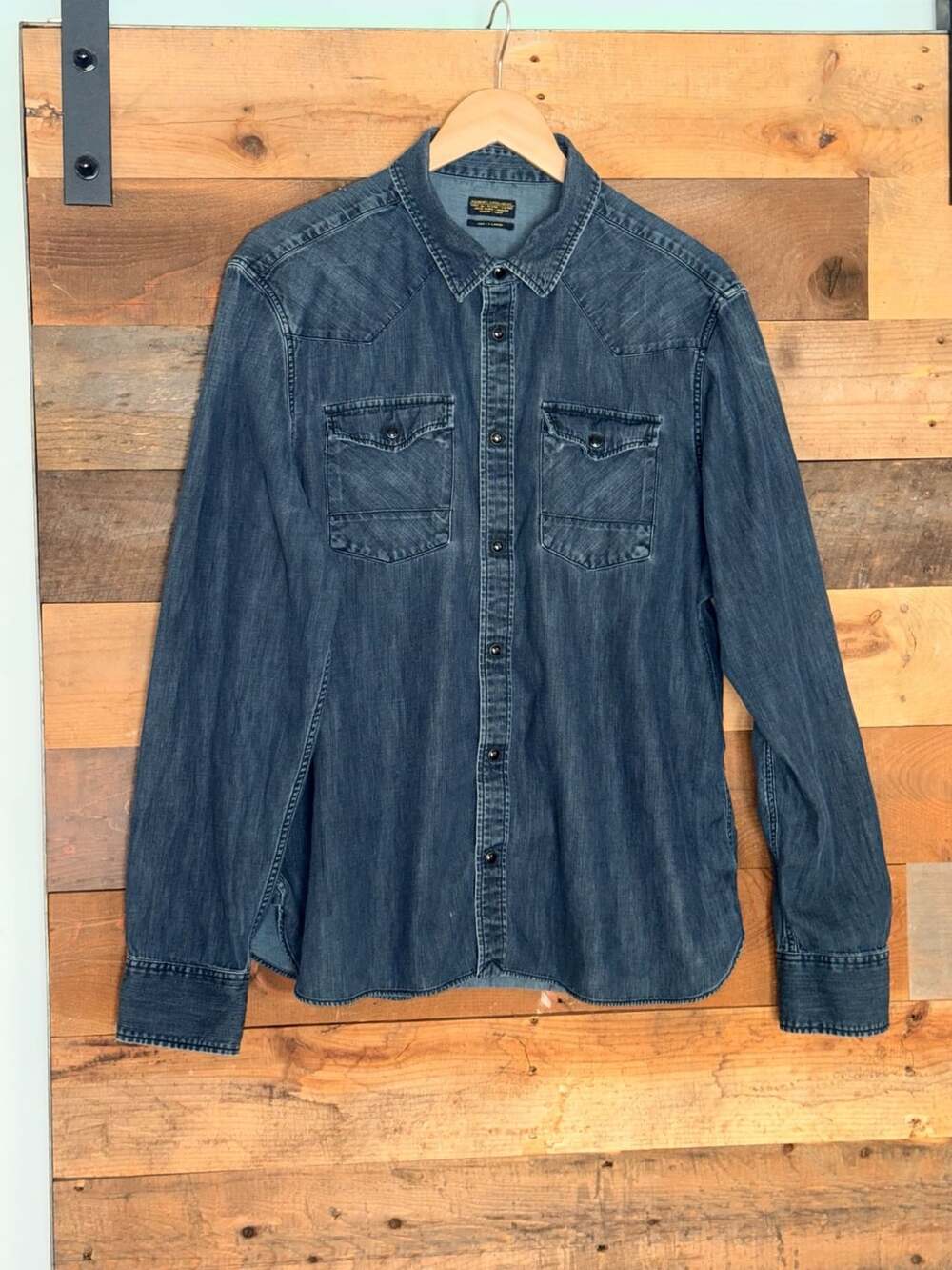 AllSaints Buffalo Denim Shirt Men’s Size X Large Blue 0872
